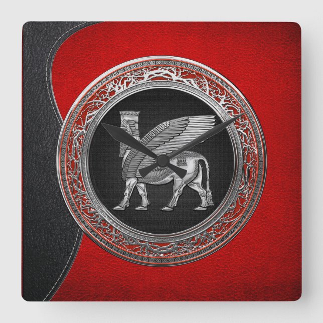 Reloj Cuadrado [200] Toro alado asirio - Plata Lamassu (Anverso)