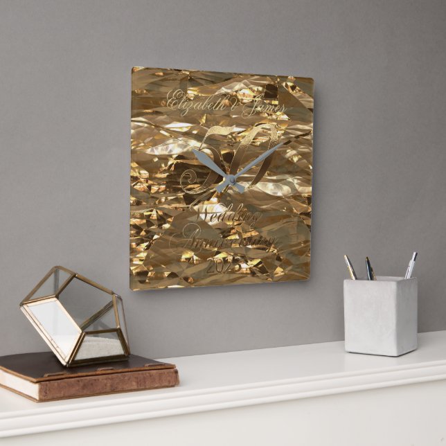 Reloj Cuadrado 2023 50 Aniversario Boda Boda de Oro (Oficina)