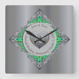 Reloj Cuadrado 20.º Aniversario del Boda Esmeralda