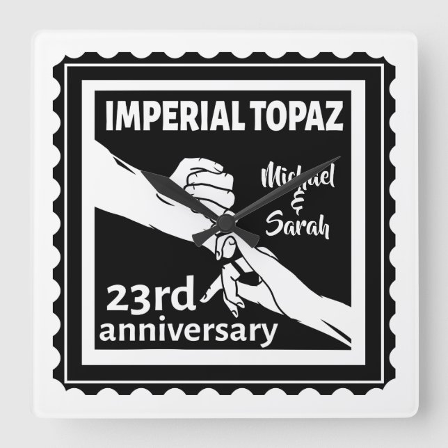 Reloj Cuadrado 23.º aniversario boda Topaz Imperial (Anverso)