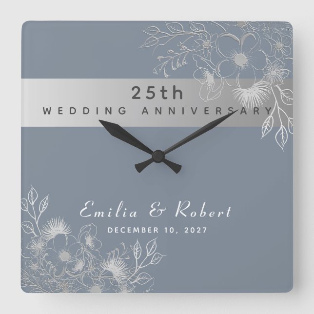 Reloj Cuadrado 25º Aniversario de Boda (Anverso)