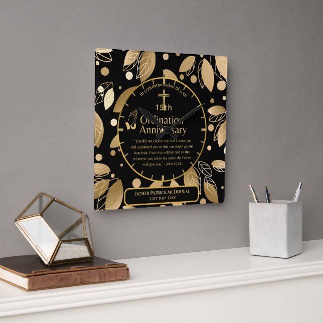 Reloj Cuadrado 25.ª Ordenanza de Regalo del Pastor Sacerdote (Oficina)