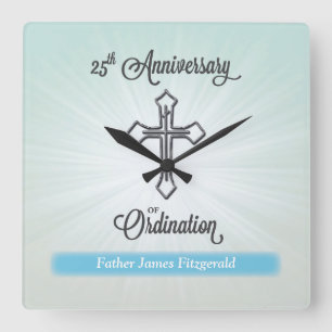 Reloj Cuadrado 25° Aniversario de la Ordenación, regalo cuadrado
