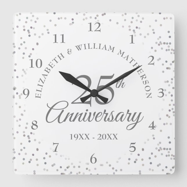 Reloj Cuadrado 25° Aniversario de Plata Stardust (Anverso)