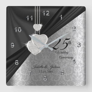 Reloj Cuadrado 25° Aniversario del Boda de Plata Keepsake