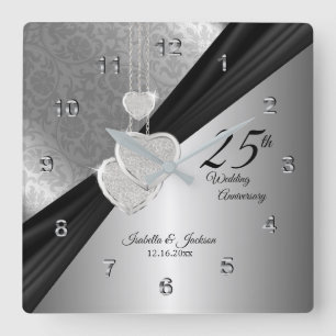 Reloj Cuadrado 25° Aniversario del Boda de Plata Keepsake
