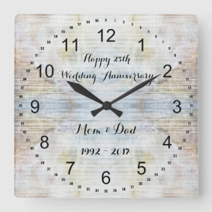 Reloj Cuadrado 25to Modelo del mármol del aniversario de boda