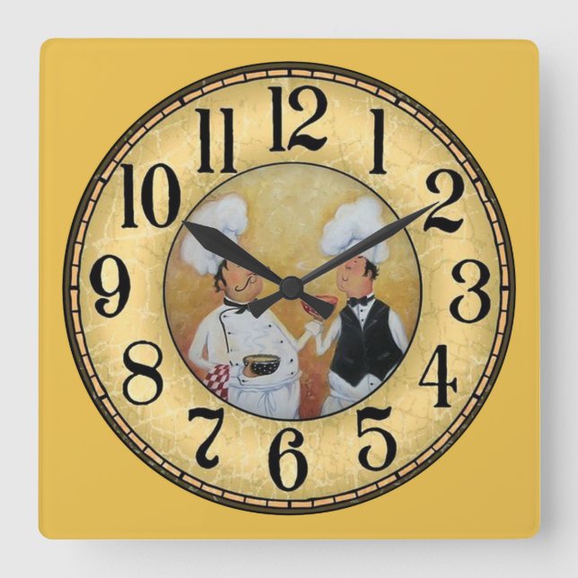 Reloj Cuadrado 2 Chefs Vintage (Anverso)