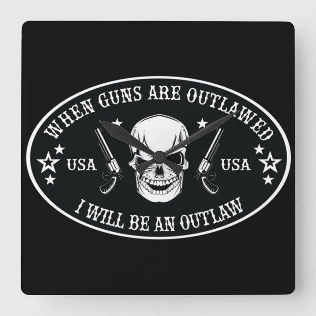 Reloj Cuadrado 2nd Amendment  Throw Pillow (Anverso)