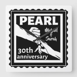 Reloj Cuadrado 30.º aniversario boda negro y blanco romántico