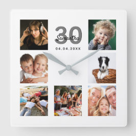 Reloj Cuadrado 30th birthday custom photo collage friends
