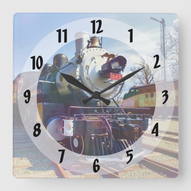 Reloj Cuadrado 385 Locomotora de vapor (Anverso)