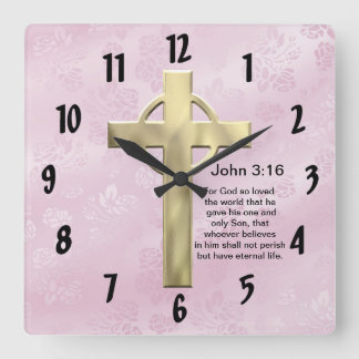 Reloj Cuadrado 3:16 de Juan (rosa)