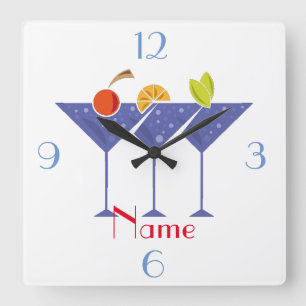 Reloj Cuadrado 3 Martini Cocktails Thunder_Cove