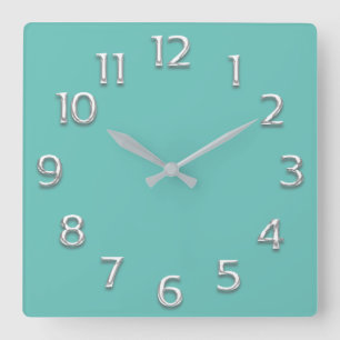 Reloj Cuadrado 3D Efecto Plata GRIS Minimalismo Pastel azul