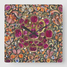 Reloj Cuadrado 40° Aniversario Boda Padres Bodas Ruby