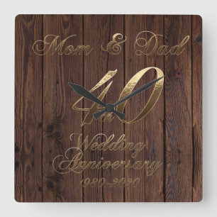 Reloj Cuadrado 40° Aniversario Boda Padres Bodas Ruby