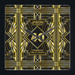 Reloj Cuadrado 40th Birthday Art Deco Gold Black Great Gatsby<br><div class="desc">Celebrate your milestone birthday in style with this unique Art Deco-style,  Great Gatsby-inspired design featuring geometric shapes in bright gold over black background. An elegant,  classy,  gender neutral look perfect for commemorating that special birthday with the jazz-infused taste of the Roaring Twenties.</div>