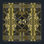 Reloj Cuadrado 40th Birthday Art Deco Gold Black Great Gatsby<br><div class="desc">Celebrate your milestone birthday in style with this unique Art Deco-style,  Great Gatsby-inspired design featuring geometric shapes in bright gold over black background. An elegant,  classy,  gender neutral look perfect for commemorating that special birthday with the jazz-infused taste of the Roaring Twenties.</div>