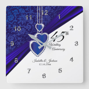 Reloj Cuadrado 45° Aniversario del Boda de Sapphire Keepsake