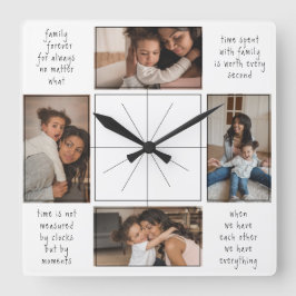 Reloj Cuadrado 4 Colaje de Fotos Citas de Tiempo en Familia y Uni