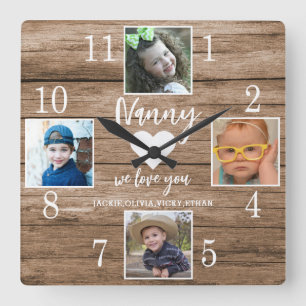 Reloj Cuadrado 4 Foto Rustic Barn Wood Te quiere nanas nietas