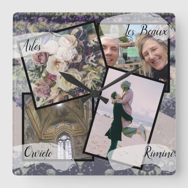 Reloj Cuadrado 4 fotos HoneyMoon Steampunk (Anverso)