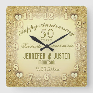 Reloj Cuadrado 50.º Aniversario Boda