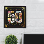 Reloj Cuadrado 50° aniversario de Boda foto en negro y oro<br><div class="desc">Crea tu propio reloj de pared de 50 Bodas Aniversario con algunas de tus fotos favoritas de los últimos 50 años. Este elegante diseño en blanco y negro presenta un collage de fotos en forma de número 50 con un marco de estilo art deco y una tipografía de escritura ornamentada....</div>