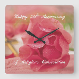 Reloj Cuadrado 50° Aniversario del Rosa de la Consección Religios
