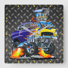 Reloj Cuadrado 55 divertido coche metal diamante placa de verific