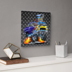 Reloj Cuadrado 55 divertido coche metal diamante placa de verific