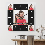 Reloj Cuadrado 5 Aniversario del Boda del Collage de fotos Blanco<br><div class="desc">Reloj único de aniversario para personalizar con foto de pareja,  nombre y año establecido. El único reloj boda con collage de fotografías múltiples hace un gran regalo para bodas,  aniversarios y el nuevo calentamiento de la casa.</div>