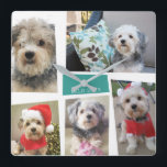 Reloj Cuadrado 5 Collages de fotos Funky Mid Century Ángulos Mode<br><div class="desc">Usa cinco fotos para hacer un collage único y loco de fotos. Es posible que tengas que probar algunas fotos para ver cuáles funcionan en las diferentes áreas. Si necesita mover algo,  haga clic en el botón personalizar para realizar cambios.</div>