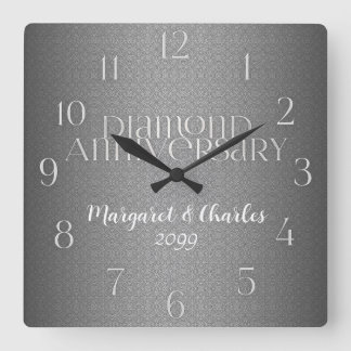 Reloj Cuadrado 60.ª Boda de Diamantes Personalizado de Annivsersa