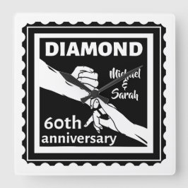 Reloj Cuadrado 60.º aniversario de los bodas de diamantes tradici