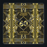 Reloj Cuadrado 60.º cumpleaños Art Deco Oro Gran Gatsby Negro<br><div class="desc">Celebra tu cumpleaños de hito con estilo con este diseño único de estilo Art Deco, inspirado en el Gran Gatsby, con formas geométricas en oro brillante sobre fondo negro. Un elegante, elegante y sagaz aspecto de género perfecto para conmemorar ese cumpleaños especial con el sabor jazz de los años 2000....</div>