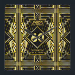 Reloj Cuadrado 60.º cumpleaños Art Deco Oro Gran Gatsby Negro<br><div class="desc">Celebra tu cumpleaños de hito con estilo con este diseño único de estilo Art Deco, inspirado en el Gran Gatsby, con formas geométricas en oro brillante sobre fondo negro. Un elegante, elegante y sagaz aspecto de género perfecto para conmemorar ese cumpleaños especial con el sabor jazz de los años 2000....</div>