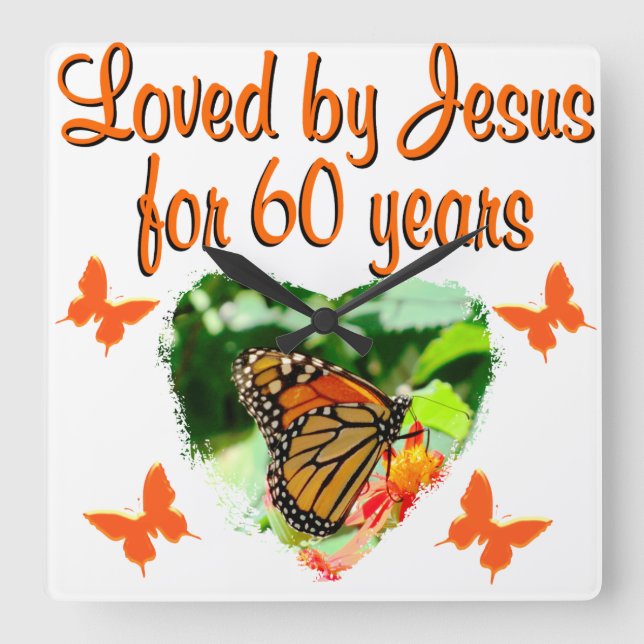 RELOJ CUADRADO 60.º DISEÑO DEL CUMPLEAÑOS DE LA MARIPOSA (Anverso)