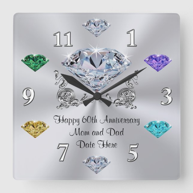 Reloj Cuadrado 60th Anniversary Gift Non Jewelry Birthstone Gifts (Anverso)