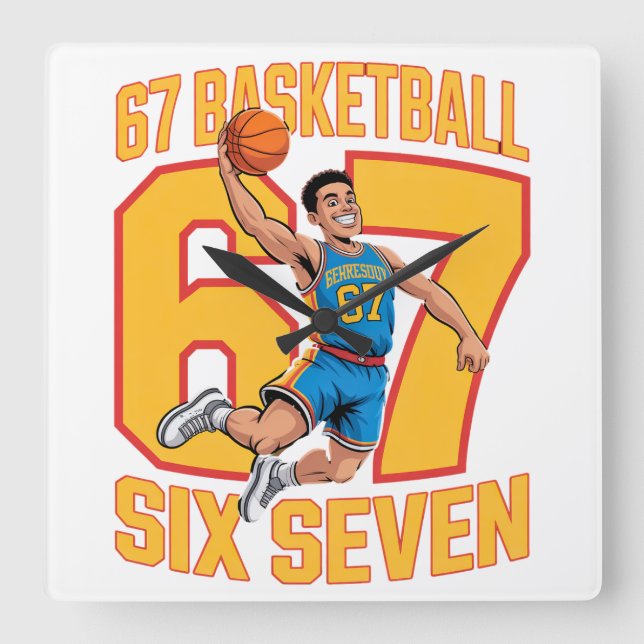 Reloj Cuadrado 67 Baloncesto Seis Siete (Anverso)