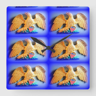 Reloj Cuadrado 6 gold eagles wall clock