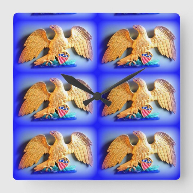 Reloj Cuadrado 6 gold eagles wall clock (Anverso)