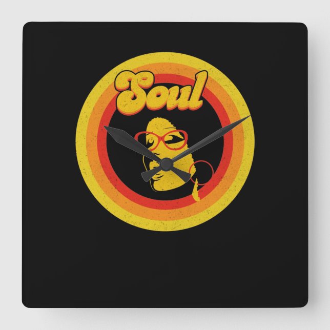 Reloj Cuadrado 70s Retro Soul Music Gerne Soul Music (Anverso)