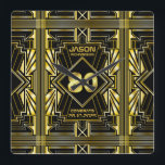 Reloj Cuadrado 80 cumpleaños Art Deco Oro Gran Gatsby Negro<br><div class="desc">Celebre su cumpleaños con estilo con este exclusivo diseño de estilo Art Deco inspirado en Great Gatsby,  con formas geométricas en oro brillante sobre fondo negro. Un elegante,  elegante y neutral de género es perfecto para conmemorar ese cumpleaños especial con el sabor jazz de los Roaring veinte años.</div>