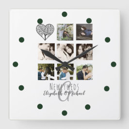 Reloj Cuadrado 8 x COLLAGE DE FOTOS BODA personalizado de recién