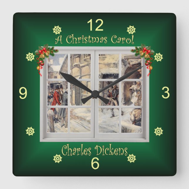 Reloj Cuadrado A Christmas Carol ~ Charles Dickens ~  (Anverso)