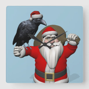 Reloj Cuadrado A Jolly Santa Claus le encantan los Black Ravens