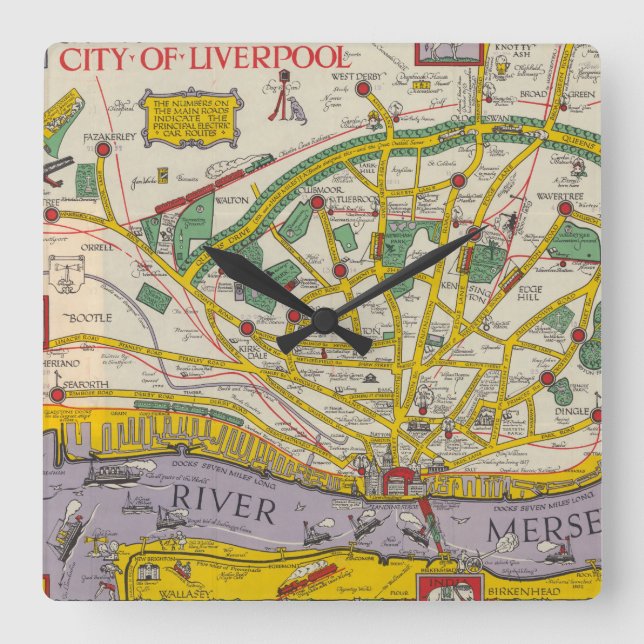 Reloj Cuadrado A Map of Merseyside, Liverpool (Anverso)