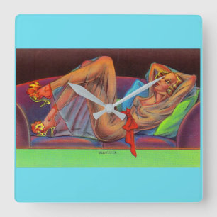 Reloj Cuadrado a principios de los años 1940 Hermoso chica